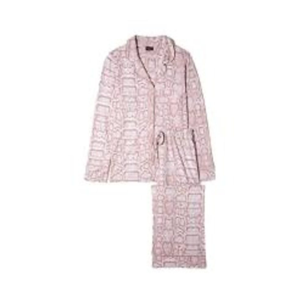 Cosabella Pajama Set Womens Large Pink Snakeskin Print Good Condition 2 Piece